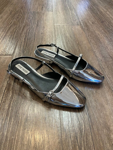 Steve Madden Silver Metallic Slingback Ballet Flats sz 8.5M