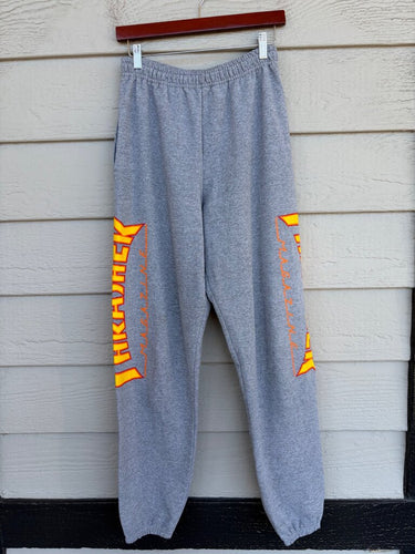 Thrasher Heather Grey Flame Logo Sweatpants sz S