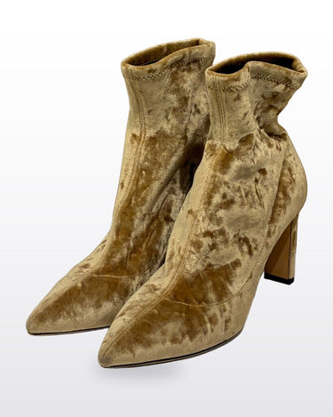 Jimmy Choo Crushed Velvet Pointed-Toe Ankle Booties sz 36.5