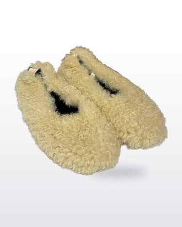Apparis Cream Shearling Slip-On Loafer Slippers sz 38