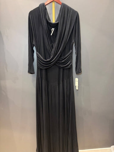 Anthropologie Black Draped Long Sleeve Maxi Dress sz 3X