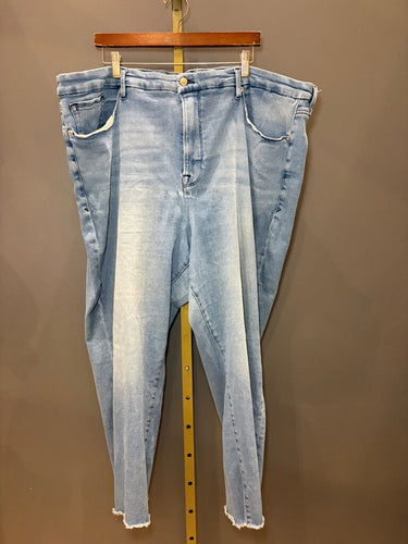 Good American Light Wash Raw Hem Skinny Jeans sz 26