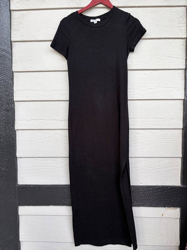Stateside Black Short Sleeve Midi T-Shirt Dress sz S