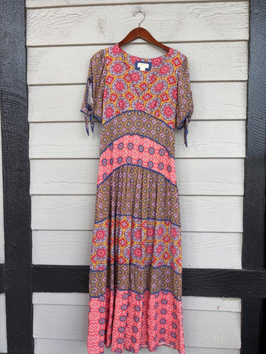 Maeve by Anthropologie Mixed Print Tiered Maxi Dress sz 6