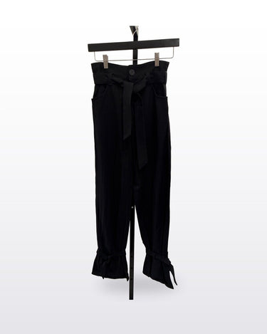 & Other Stories Black Tie-Waist Tapered Ankle-Tie Pants sz 2