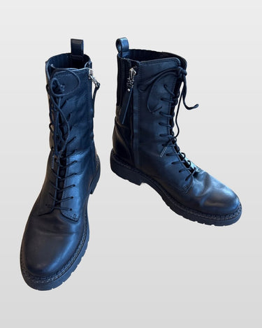 Sam Edelman Black Leather Lace-Up Combat Boots sz 8½