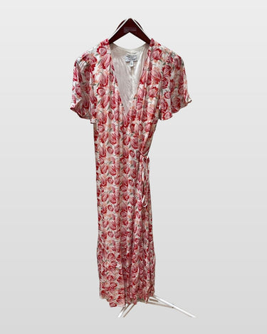 & Other Stories Pink Floral Wrap Midi Dress sz 6