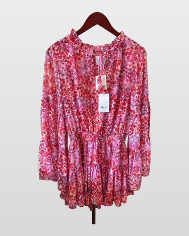 MISA Los Angeles Floral Long Sleeve Mini Dress sz M