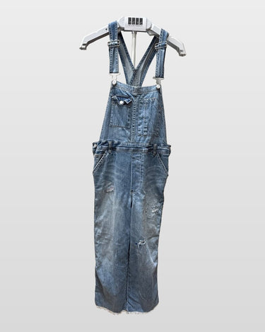 Pilcro Distressed Leopard Stripe Denim Overalls Size 28 sz 28