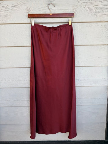 Gallery Burgundy Satin Maxi Skirt sz UK 8