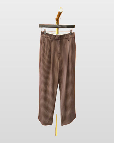 Reformation Brown Pinstripe Wide Leg Pants sz 0