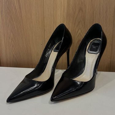 Dior Black Patent Leather Pointed-Toe Pumps sz 36 1/2