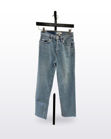 RE/DONE Light Wash Straight Leg Raw Hem Jeans Size 23 sz 23