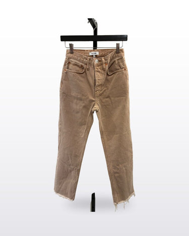 RE/DONE Tan Raw Hem Straight Leg Jeans sz 24