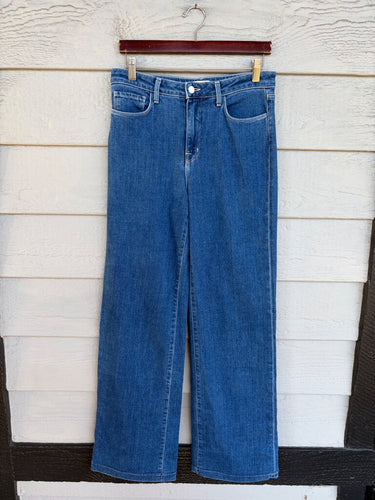 L'AGENCE Wide Straight Leg Jeans in Medium Blue Wash sz 28
