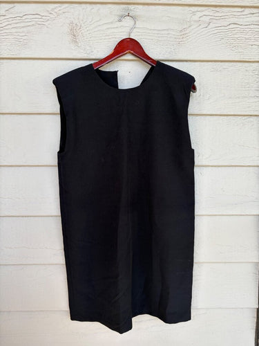Black Sleeveless Shoulder Pad Mini Dress