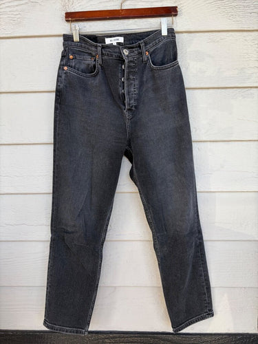 RE/DONE Washed Black Button Fly Straight Leg Jeans Size 28 sz 28