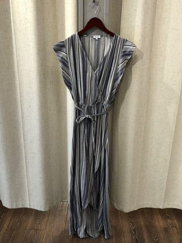Splendid Blue & White Striped Short Sleeve Maxi Dress sz Small