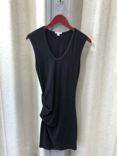 James Perse Black Draped Sleeveless Mini Dress sz 2