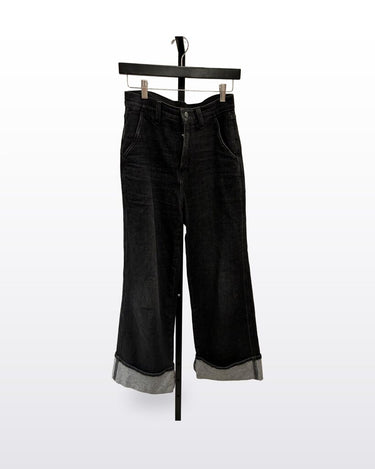 Joe's Jeans Black Cuffed Wide Straight Leg Jeans sz 27