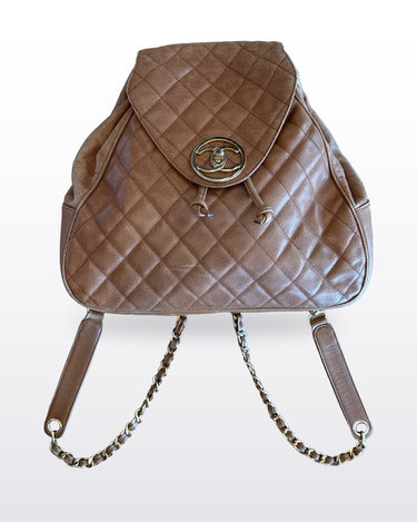 Chanel Vintage Quilted Caviar Leather Backpack