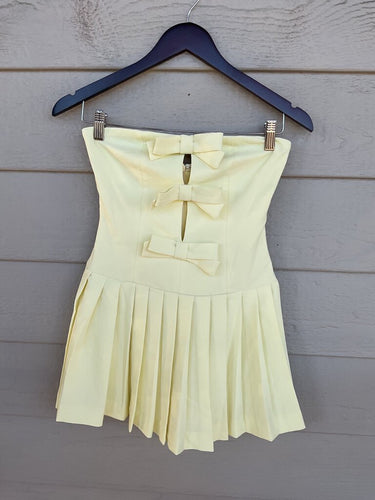 NWT Hello Molly Strapless Pleated Bow Mini Dress sz XS