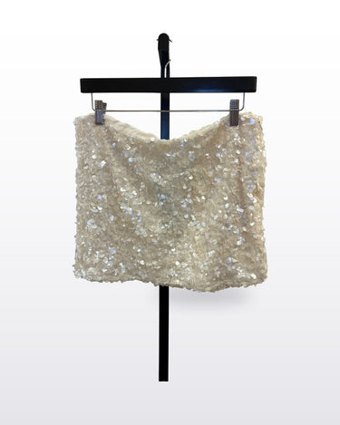 White Fox Sequin Mini Skirt sz M