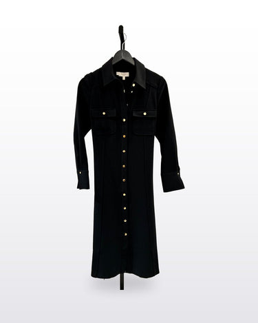 Hobbs London Black Button-Front Long Sleeve Midi Dress sz US 6