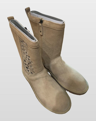 UGG Tan Suede Mid-Calf Perforated Zip Boots sz 7