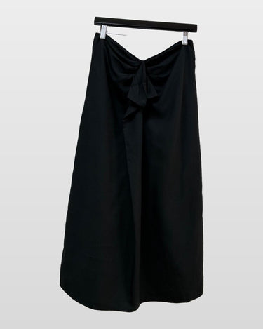The Korner Black Front-Tie Midi Skirt sz 08