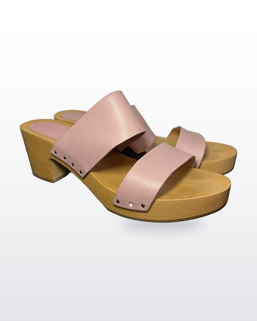 Madewell Pink Leather Wooden Clog Slide Sandals sz 8.5