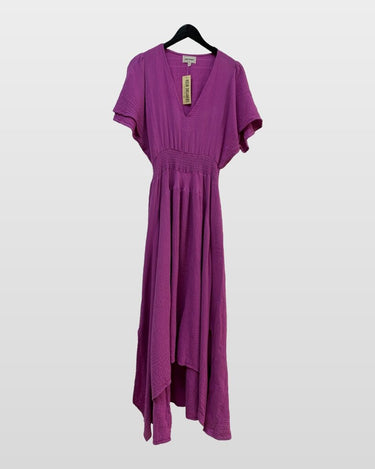 4our Dreamers Magenta Gauze Flutter Sleeve Maxi Dress sz XS