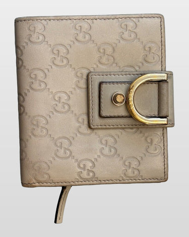 Gucci Guccissima D-Ring Leather French Flap Compact Wallet