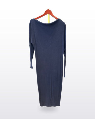 Enza Costa Ribbed Knit Long Sleeve Midi Dress sz M