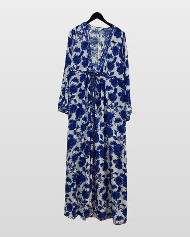 Alexandra Miro Blue & White Floral Maxi Dress sz XS/S