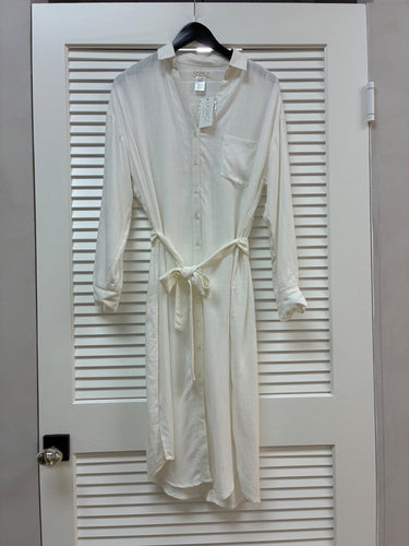 L*Space White Button-Front Long Sleeve Shirt Dress sz XS-S