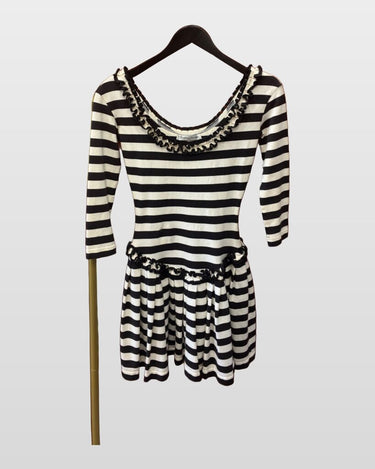 Chantal Thomass Striped Ruffle Long Sleeve Mini Dress sz 38/6