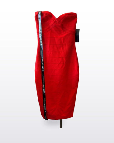 Retrofête Geranium Red Drussie Knit Bandage Dress sz S