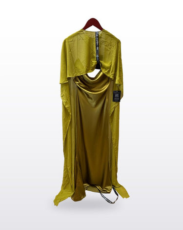 Retrofête Basil Green Satin Cowl Neck Lukka Maxi Dress with Cape sz XS