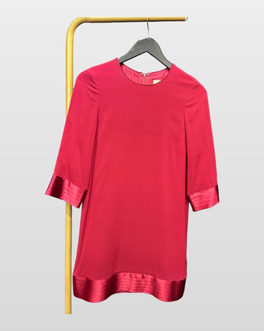 Burberry London Raspberry Red Silk Blend Shift Dress sz 4