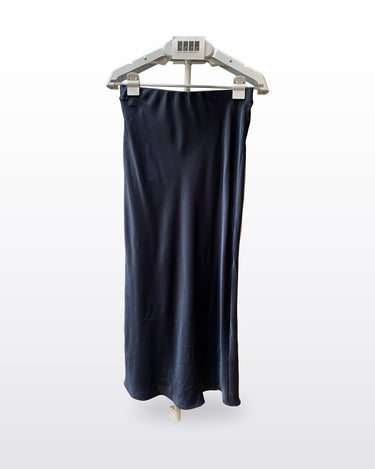 Zara Navy Blue Satin Slip Midi Skirt sz S