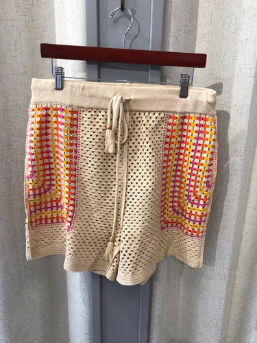 House of Harlow 1960 Crochet Knit Drawstring Shorts sz L