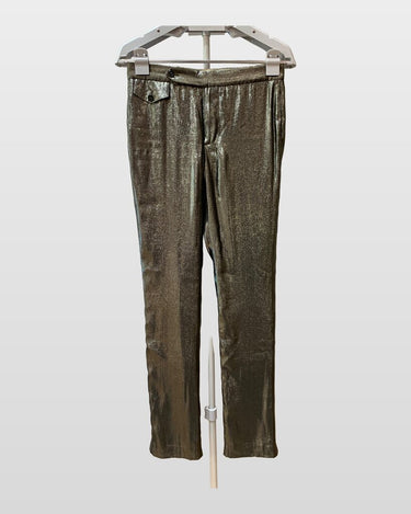 Ralph Lauren Collection Metallic Coated Tapered-Leg Pants sz M