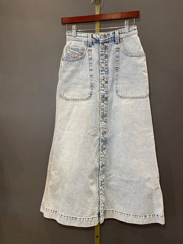 Diesel Light Wash Denim Button-Front Midi Skirt sz 25