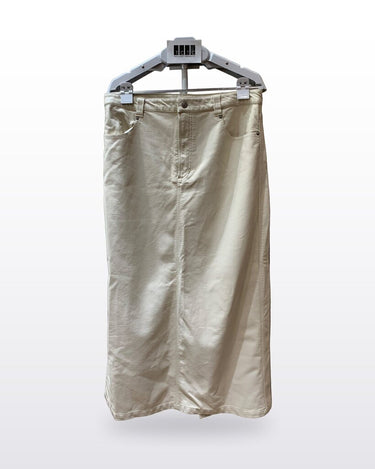 Free People Cream Coated Denim Maxi Skirt sz 12