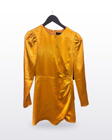 House of Harlow 1960 Yellow Satin Long Sleeve Mini Dress sz S