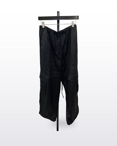 MARIACHER. Black Loose Fit Wide Leg Cargo Pants sz M