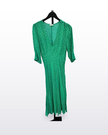 RIXO Green Floral Print Midi Dress sz S
