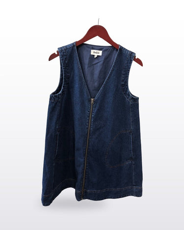Ro&Zo Denim Zip-Front Sleeveless Mini Pinafore Dress sz US 6