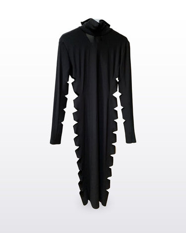 Norma Kamali Black Long Sleeve Cut-Out Midi Dress sz S/36